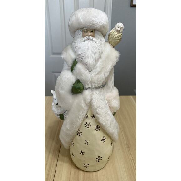 Midwest of Cannon Falls WHITE SANTA W/ OWL & FOX 16" Figurine Fur No Pine Staff - Picture 1 of 6